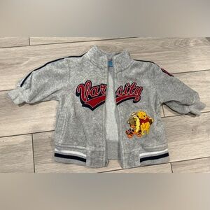 Disney Baby Gray Varsity Hoodie with Winnie the Pooh and Tigger Embroidered